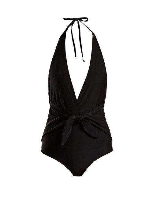 Matchesfashion.com Adriana Degreas - V Neck Knot Swimsuit - Womens - Black