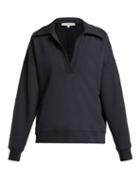 Matchesfashion.com Tibi - Cotton Blend Polo Sweatshirt - Womens - Navy