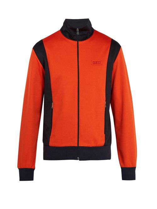 Matchesfashion.com Gucci - Contrast Panel Zip Through Sweatshirt - Mens - Orange