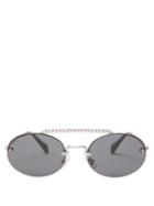 Matchesfashion.com Miu Miu - Oval Shaped Rimless Sunglasses - Womens - Black