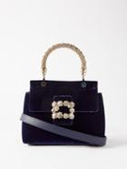 Roger Vivier - Flower Strass Crystal-buckle Velvet Handbag - Womens - Navy