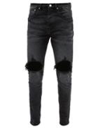 Purple Brand - P002 Distressed Overdyed Slim-leg Jeans - Mens - Black