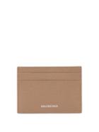 Matchesfashion.com Balenciaga - Logo Print Grained Leather Cardholder - Womens - Mid Beige