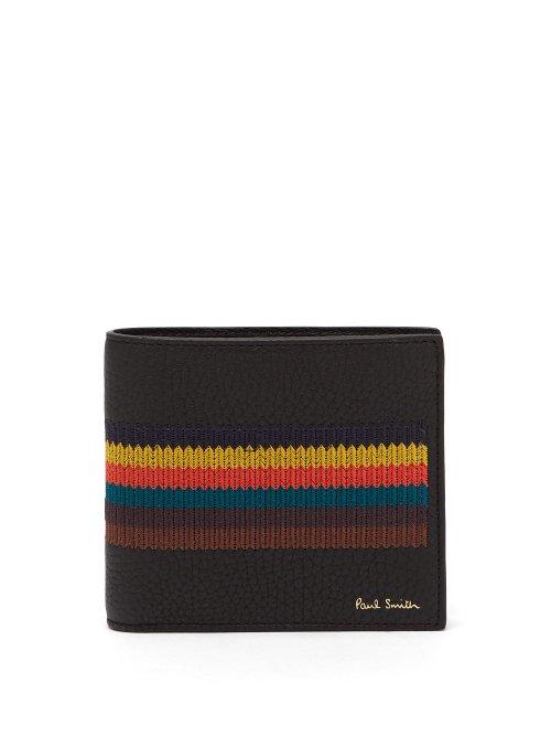 Matchesfashion.com Paul Smith - Bright Stripe Embroidered Bi Fold Leather Wallet - Mens - Black Multi