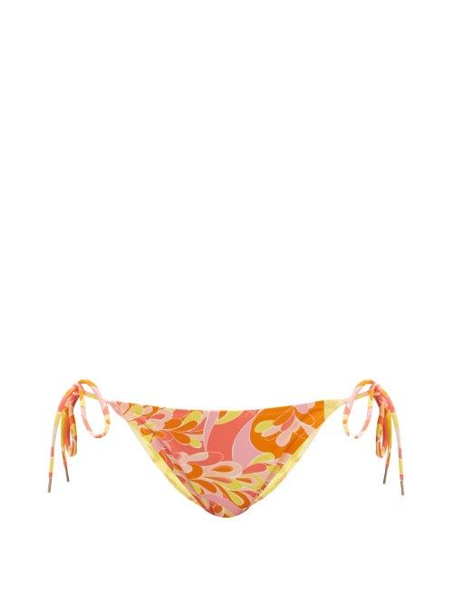 Matchesfashion.com Emilio Pucci - Side-tie Lily-print Bikini Briefs - Womens - Orange Print