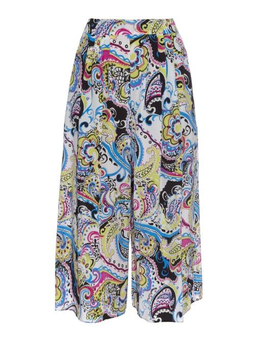 Etro Paisley-print Wide-leg Cropped Silk Trousers