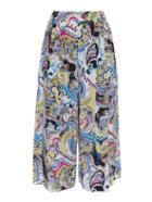 Etro Paisley-print Wide-leg Cropped Silk Trousers