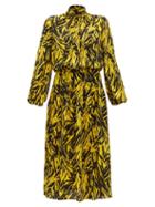 Matchesfashion.com No. 21 - Tie Neck Zebra Print Crepe Midi Dress - Womens - Black Yellow