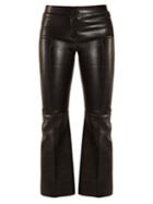 Matchesfashion.com Alexander Mcqueen - Cropped Flared Leather Trousers - Womens - Black