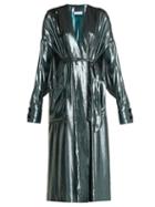 Matchesfashion.com Wanda Nylon - V Neck Belted Side Slit Silk Blend Dress - Womens - Light Blue