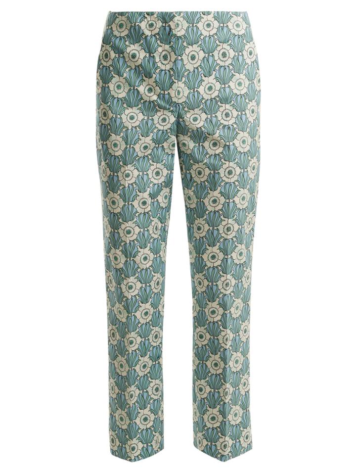 Prada Jasmine-print Cotton-blend Trousers