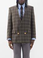 Gucci - Double-breasted Checked Wool-blend Suit Jacket - Mens - Dark Grey