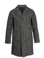 Prada Peak-lapel Herringbone Wool Overcoat