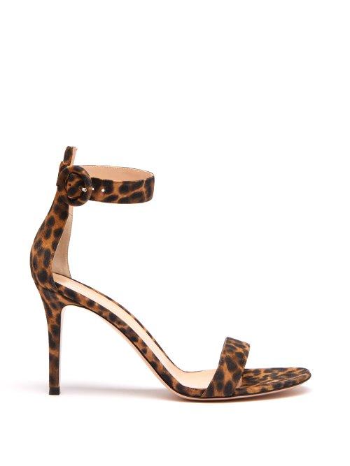 Matchesfashion.com Gianvito Rossi - Portofino 85 Leopard Print Suede Sandals - Womens - Leopard