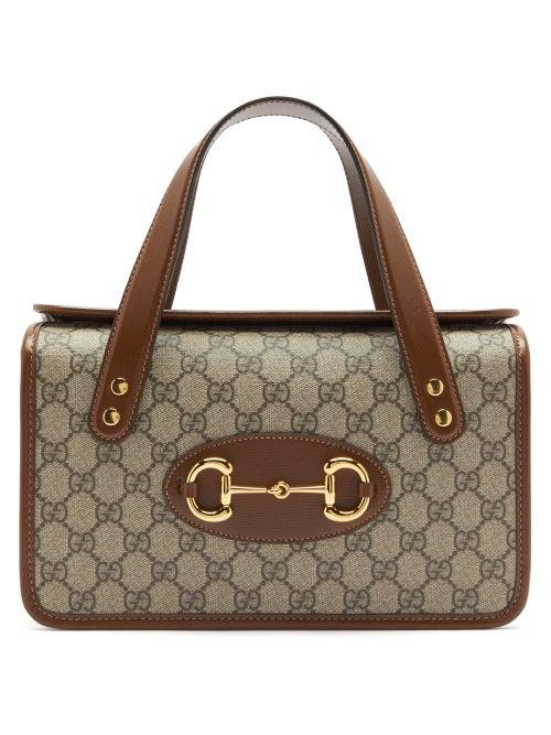 Matchesfashion.com Gucci - 1955 Horsebit Boston Gg Supreme Canvas Bag - Womens - Brown Multi