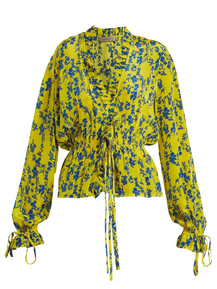 Preen Line Taia V-neck Frill Trim Top