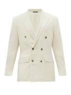 Matchesfashion.com Thom Sweeney - Drago Silk-blend Double-breasted Suit Jacket - Mens - White