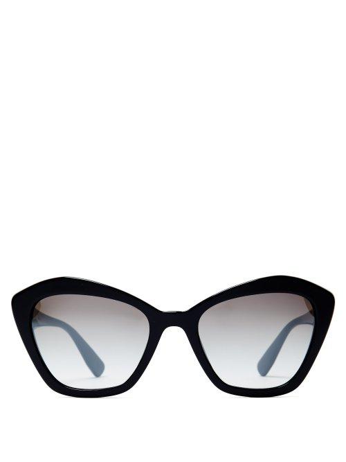 Matchesfashion.com Miu Miu - Oversized Cat Eye Sunglasses - Womens - Black