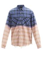 Matchesfashion.com Amiri - Distressed Check Cotton-flannel Shirt - Mens - Blue