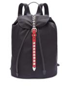 Matchesfashion.com Prada - New Vela Studded Nylon Backpack - Womens - Black Red