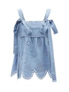 Ladies Rtw Vita Kin - Colette Broderie-anglaise Linen Cami Top - Womens - Light Blue