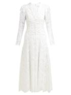 Matchesfashion.com Erdem - Annalee Cotton Blend Chantilly Lace Gown - Womens - White