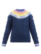 Moncler Grenoble - Striped Mohair-blend Sweater - Mens - Navy Multi
