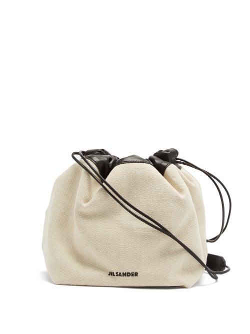 Matchesfashion.com Jil Sander - Canvas And Leather Drawstring Pouch - Womens - White Multi