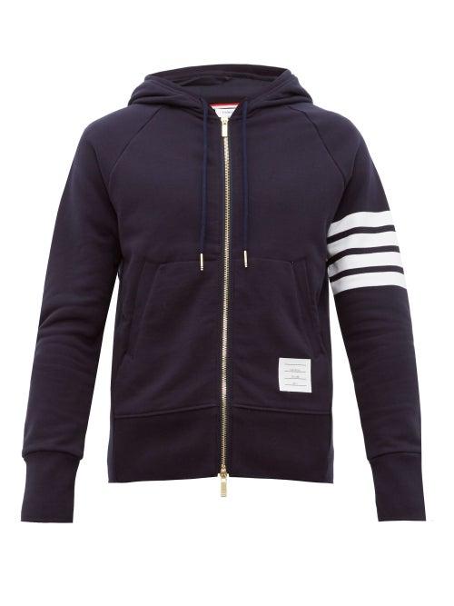 Matchesfashion.com Thom Browne - 4 Bar Cotton Jersey Hooded Sweatshirt - Mens - Dark Blue