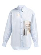 Matchesfashion.com Burberry - Photographic Print Cotton Shirt - Womens - Blue Multi