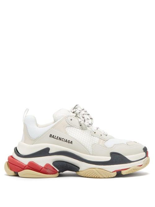 Matchesfashion.com Balenciaga - Triple S Leather And Mesh Trainers - Womens - White