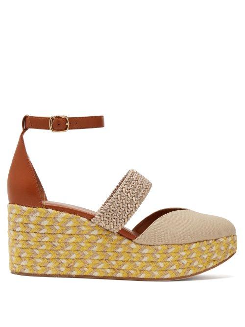 Matchesfashion.com Malone Souliers - Sasha Canvas Espadrille Wedges - Womens - Beige Multi