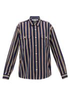 Matchesfashion.com Schnayderman's - Jacquard-striped Twill Shirt - Mens - Navy Multi