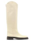Ladies Shoes Jil Sander - Curved-edge Leather Knee-high Boots - Womens - Beige