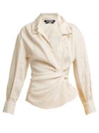 Jacquemus Striped Twist-front Linen And Cotton-blend Shirt