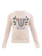 Matchesfashion.com Gucci - Gg Snake Jacquard Wool Sweater - Mens - Pink Multi