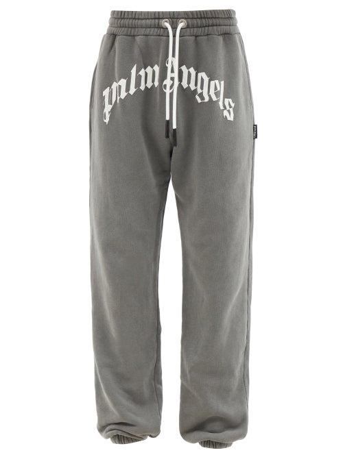 Palm Angels - Logo-print Cotton-jersey Track Pants - Mens - Grey