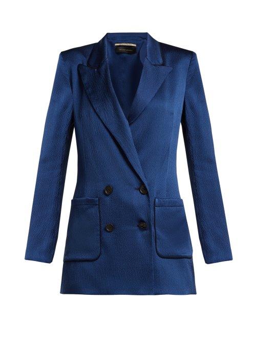 Matchesfashion.com Roland Mouret - Talbot Hammered Stretch Silk Blazer - Womens - Blue