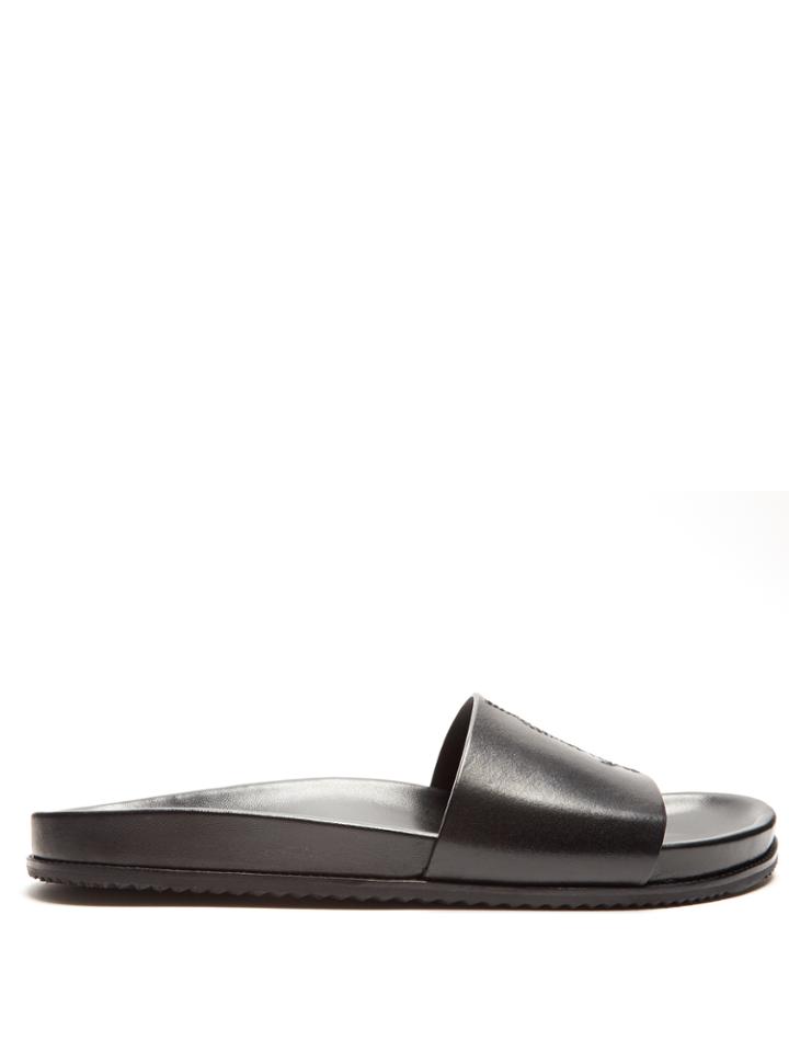 Saint Laurent Jimmy Logo-emrboidered Leather Slides