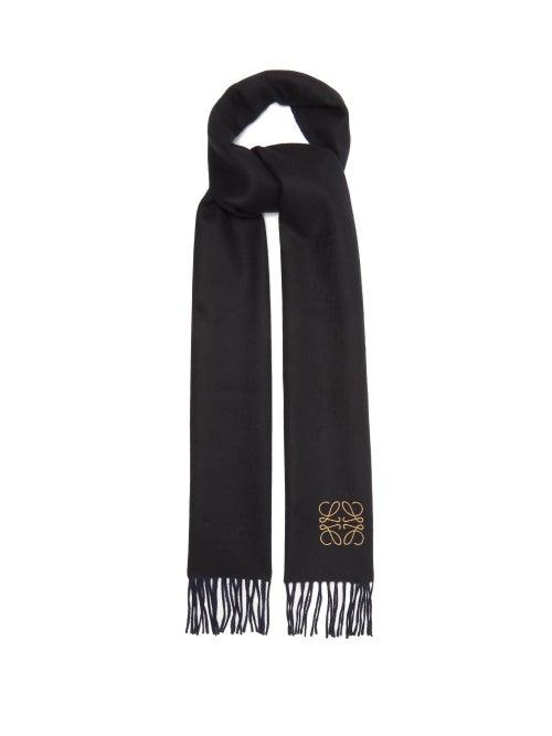 Loewe - Anagram Bi-colour Wool-blend Delaine Scarf - Mens - Black Navy