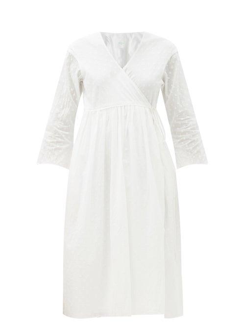 Matchesfashion.com Loup Charmant - Byblos Swiss Dot Cotton-voile Wrap Dress - Womens - White