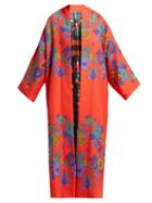 Matchesfashion.com Rianna + Nina - Freia Floral Print Wool Coat - Womens - Orange Print