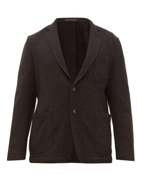 Matchesfashion.com The Gigi - Single Breasted Houndstooth Twill Blazer - Mens - Dark Brown