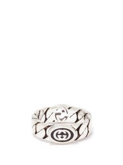 Gucci - Gg Curb-link Effect Sterling-silver Ring - Mens - Silver