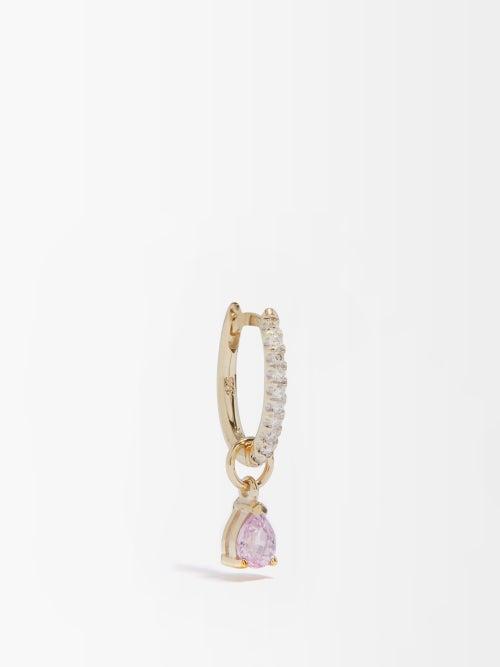 Otiumberg - Sapphire, Diamond & 9kt Gold Single Hoop Earring - Womens - Pink Gold