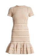 Alexander Mcqueen Eyelet-embellished Fluted-hem Mini Dress
