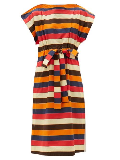 Matchesfashion.com Colville - Striped Drawstring Waist Cotton Poplin Dress - Womens - Multi