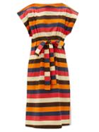 Matchesfashion.com Colville - Striped Drawstring Waist Cotton Poplin Dress - Womens - Multi