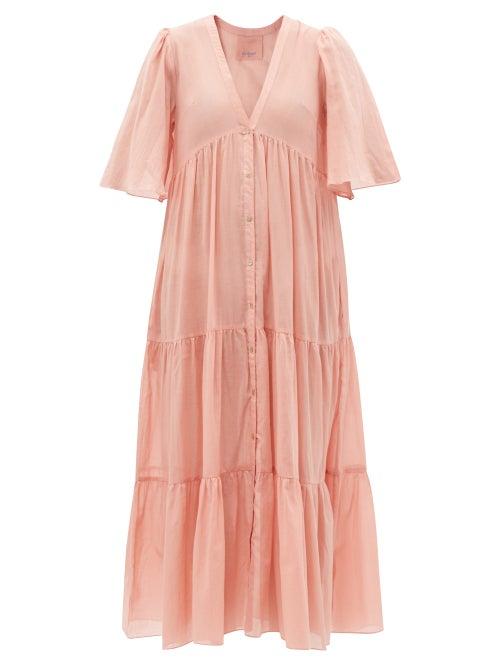 Loup Charmant - Symi Buttoned Cotton-voile Dress - Womens - Pink