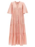 Loup Charmant - Symi Buttoned Cotton-voile Dress - Womens - Pink